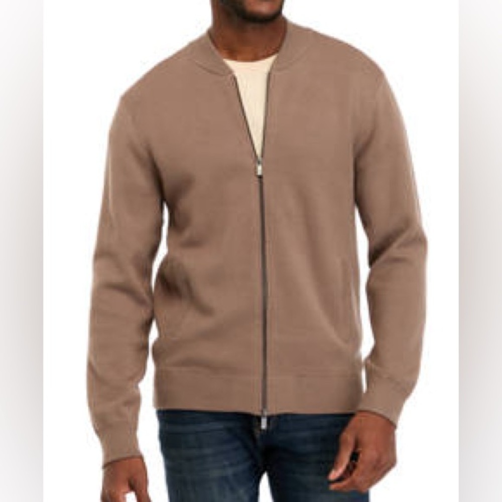Elie Tahari Soft Viscose Full Zip Academia Sweater Cardigan Mens S Casual Preppy